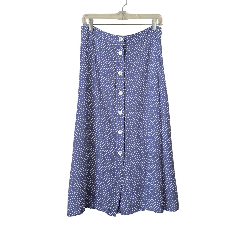 Gap Blue Polka Dot Button Front Midi A-Line Skirt Womens Size 6